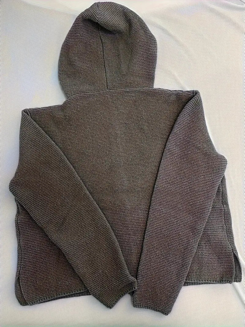 Elegante Long-Sleeved Hooded Cardigan
