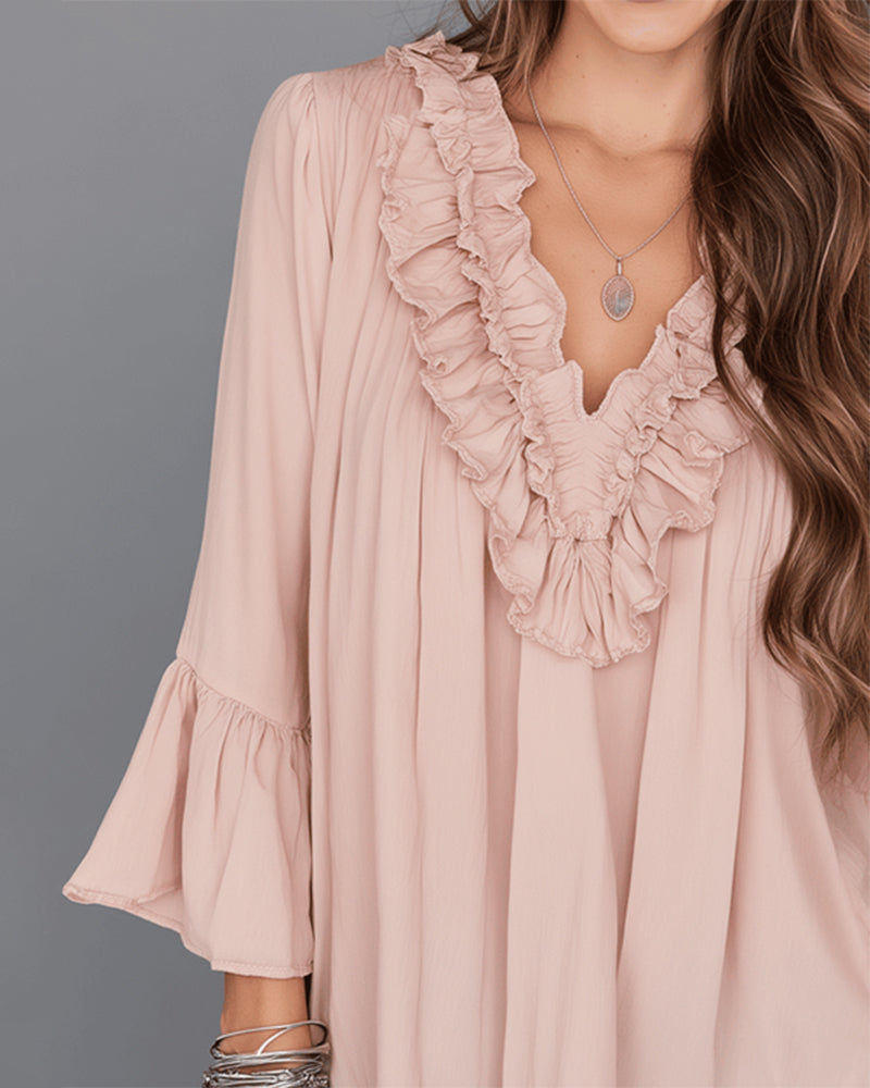 Elegante V-hals Ruches Blouse