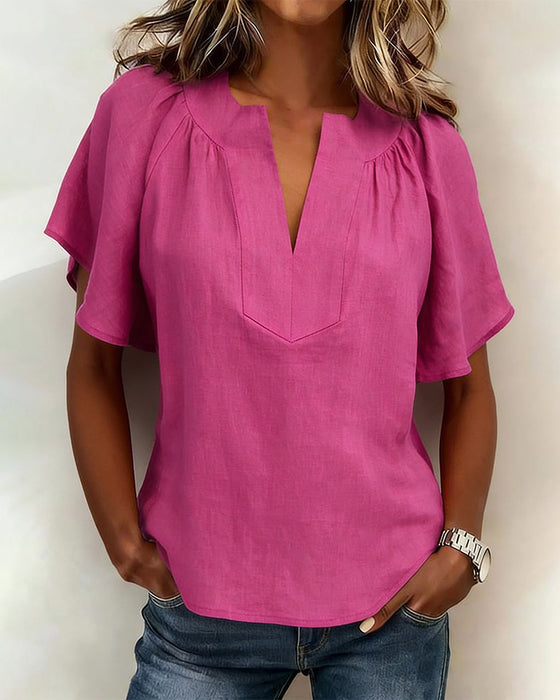Blouse met raglanmouwen in effen kleur
