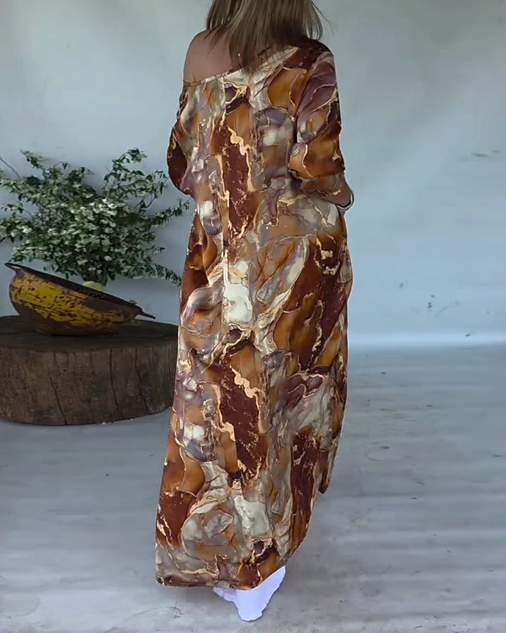 Modieuze Blouse met Print en Split