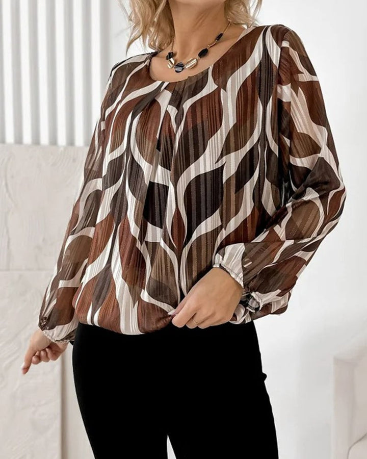 Blouse met lampionmouwen en ronde hals