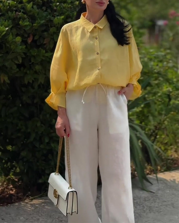 Casual blouse met lange mouwen en knoopsluiting