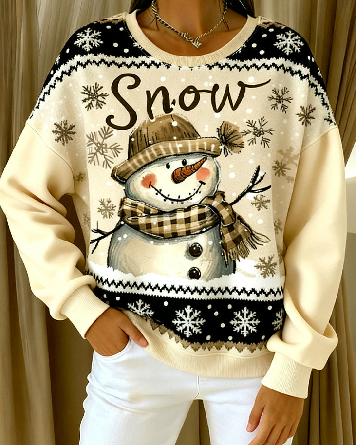 Sweatshirt met lange mouwen en sneeuwmanprint