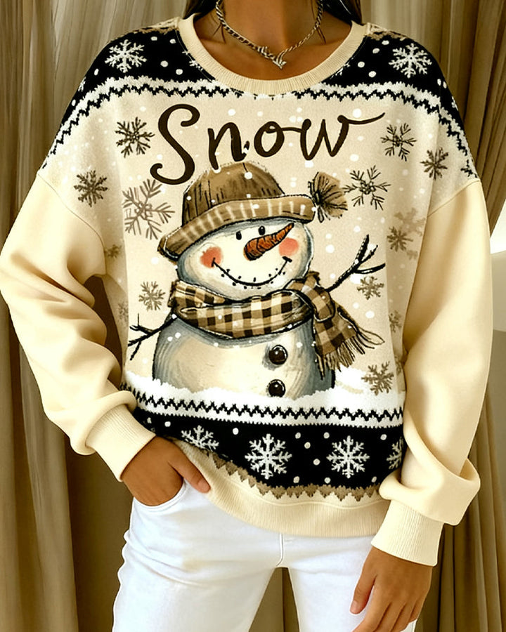 Sweatshirt met lange mouwen en sneeuwmanprint