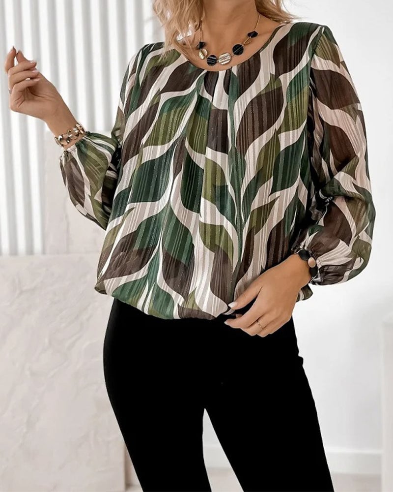 Blouse met lampionmouwen en ronde hals