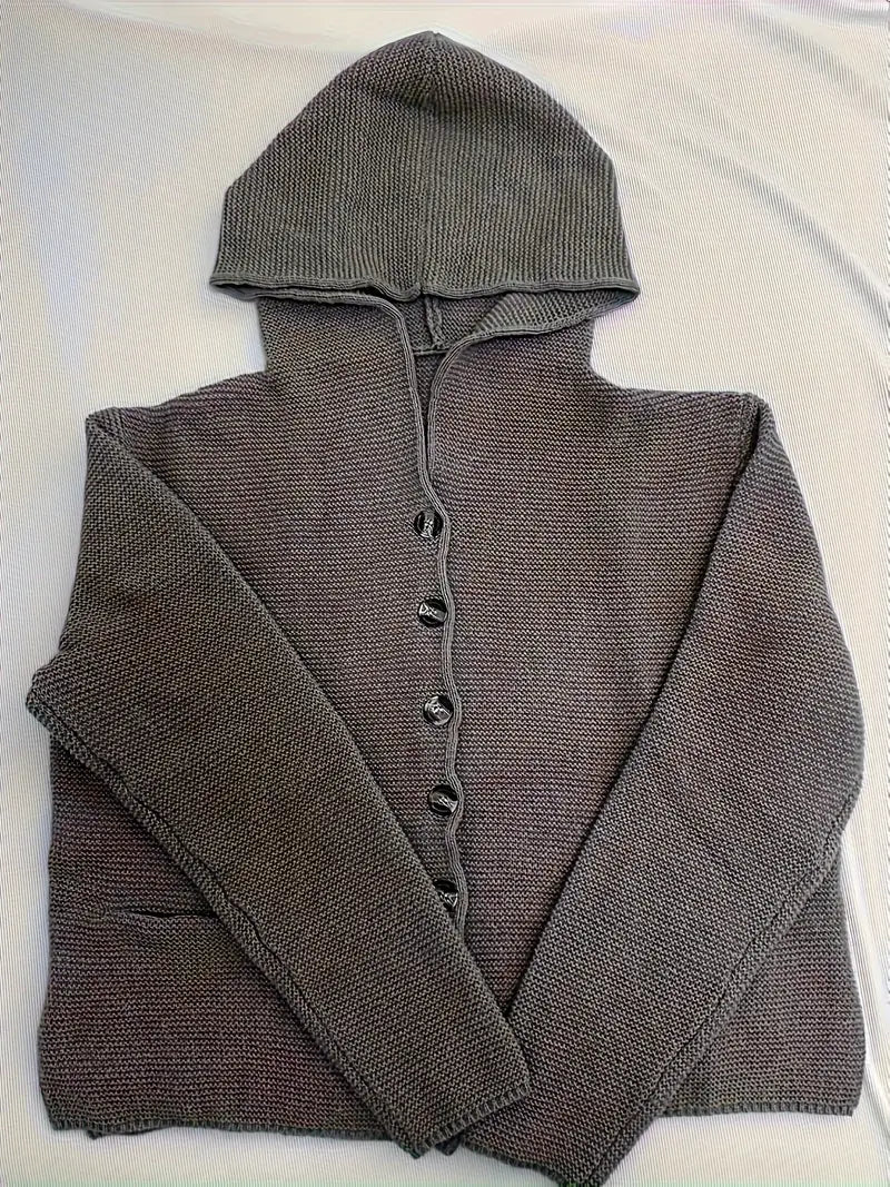 Elegante Long-Sleeved Hooded Cardigan