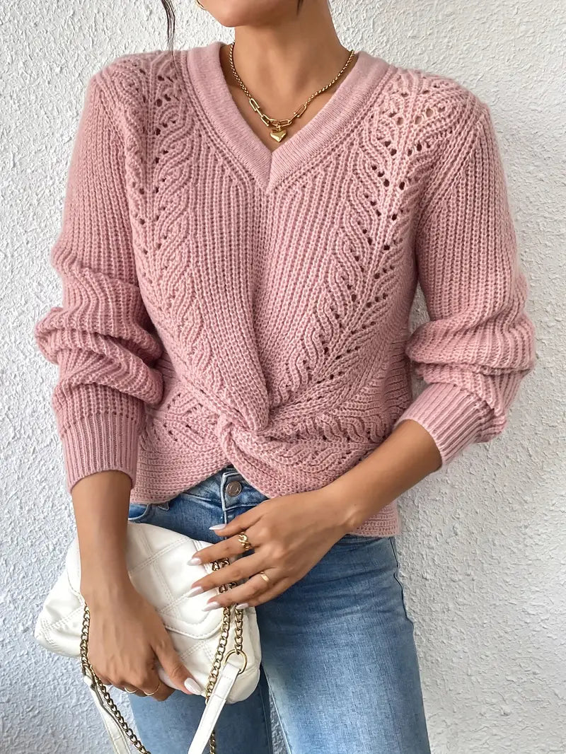 V-hals Twisted Sweater Pullover voor dames