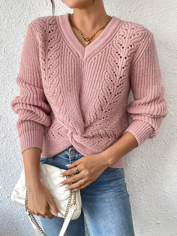 V-hals Twisted Sweater Pullover voor dames