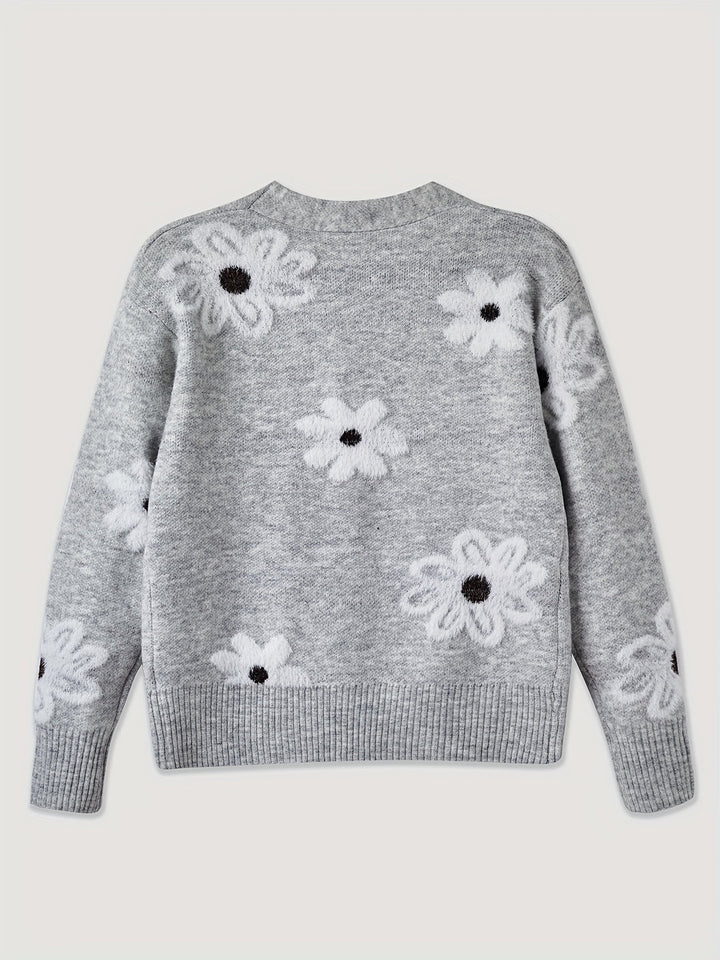 Mia | Gebreid vest met bloemenprint