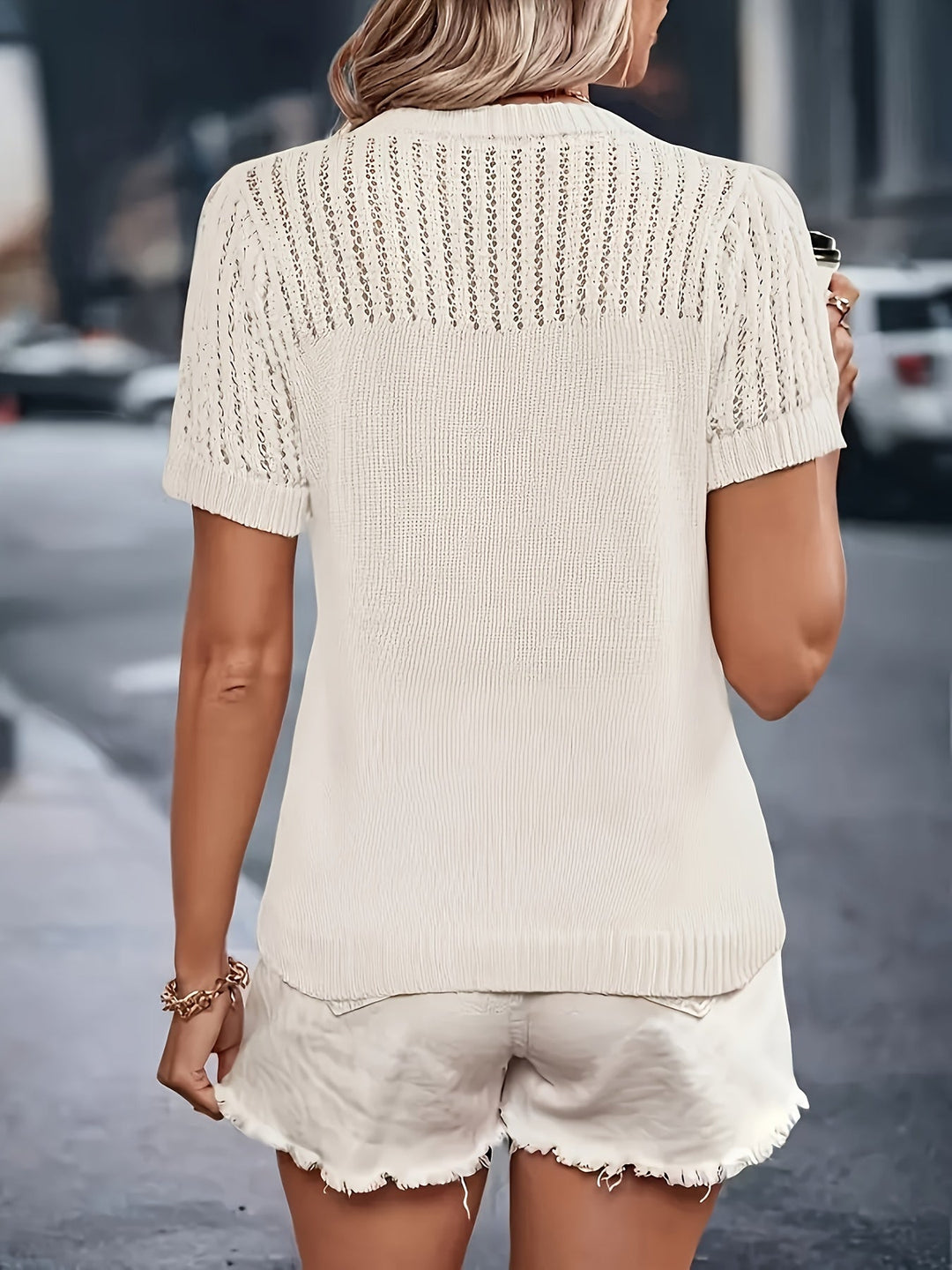 Knit Top met korte mouwen in Classic Fit