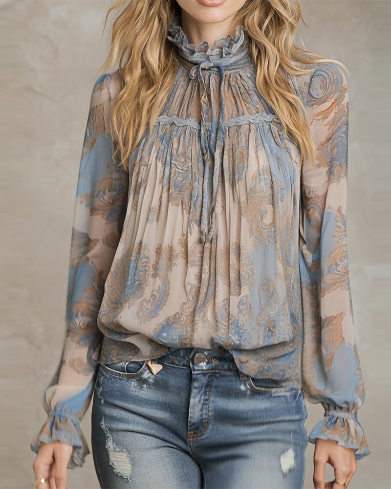 Boheemse blouse met Cashew Flower print