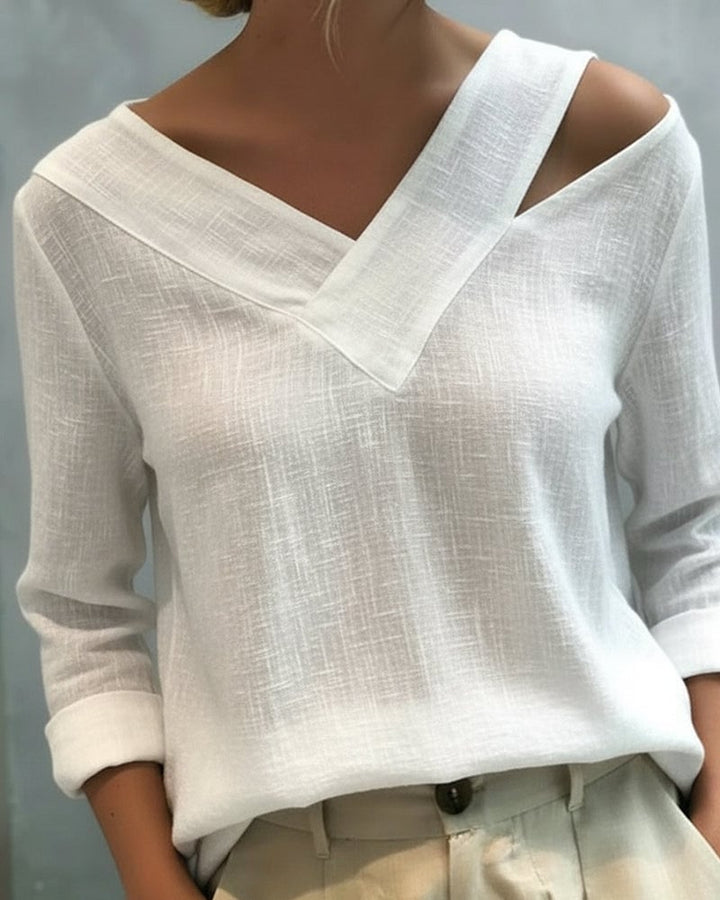 Stijlvolle V-hals Off-The-Shoulder Top