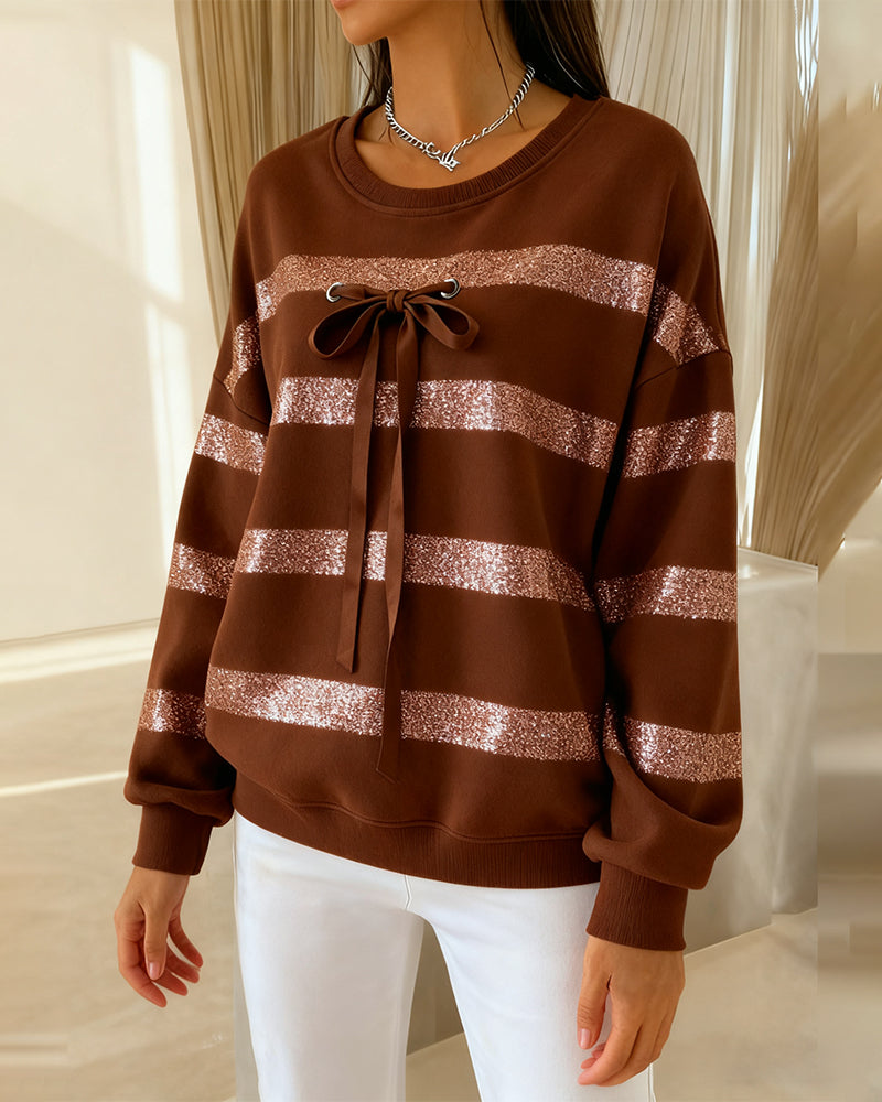 Casual Sweatshirt met Ronde Hals en Strik