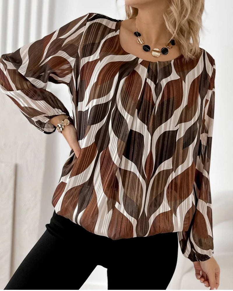 Blouse met lampionmouwen en ronde hals