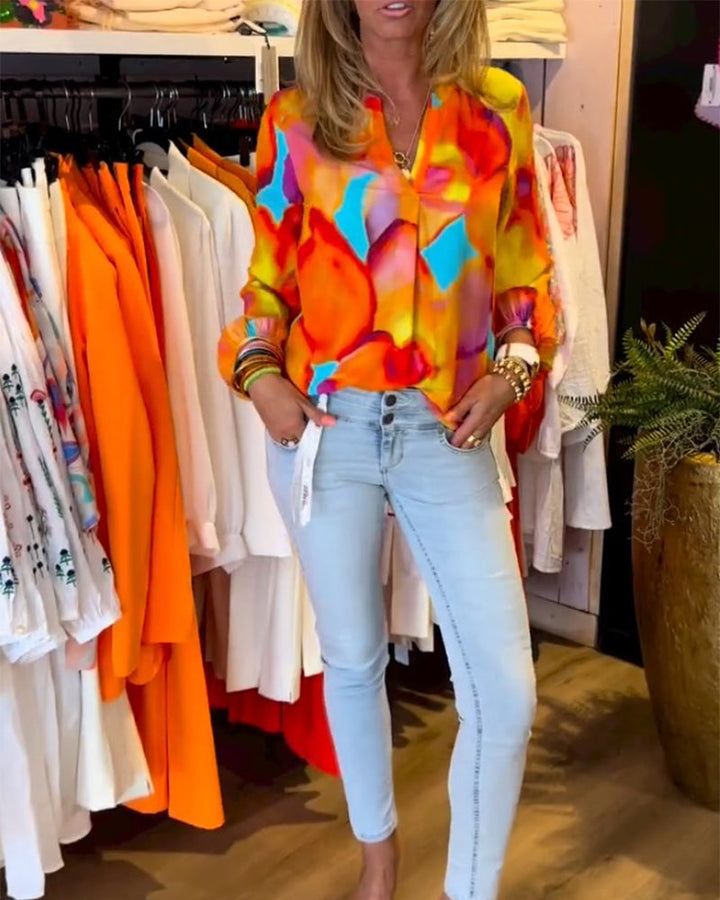 Kleurrijke Casual Blouse met Lange Mouwen