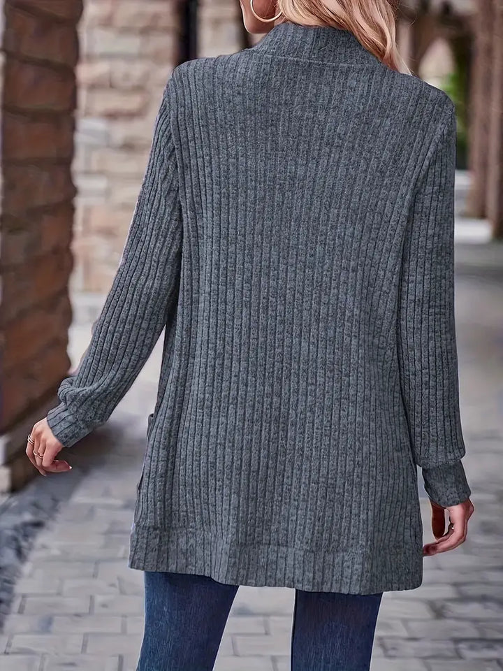 Chic Casual Geribbelde Top met Lange Mouwen