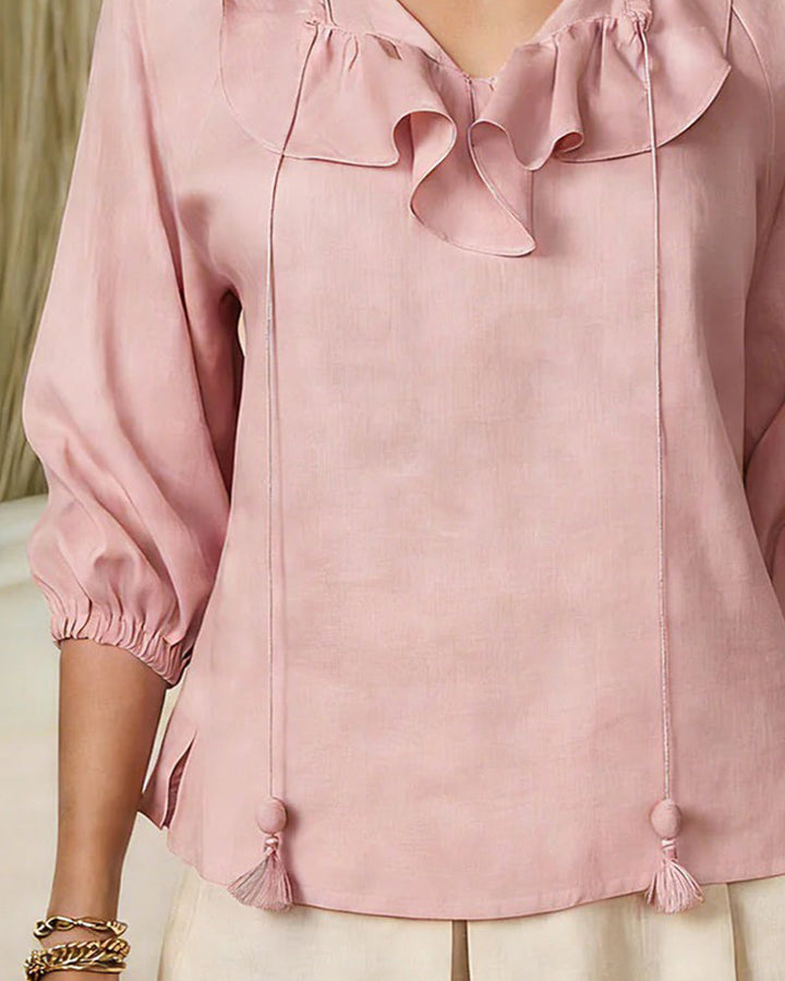 Effen Blouse met Puffmouwen