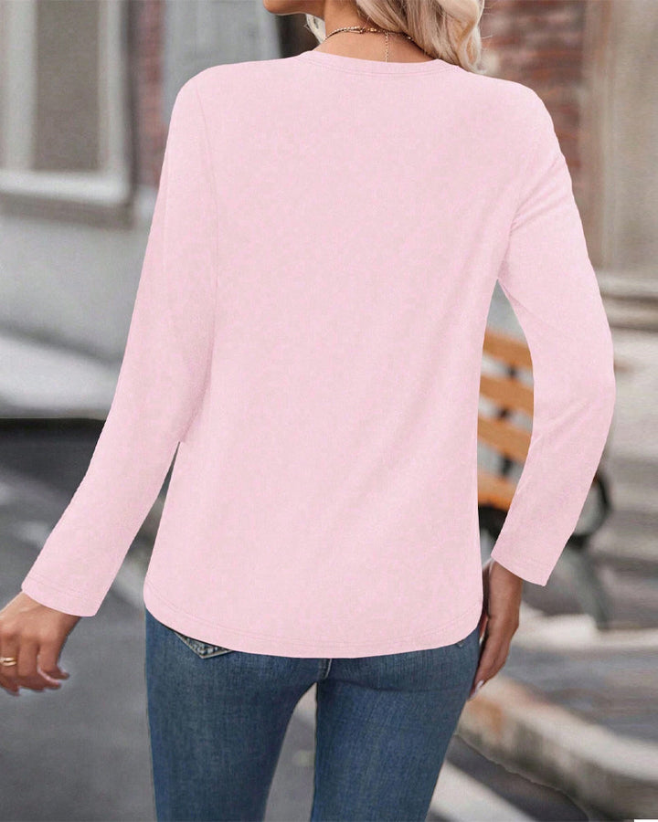 Top met lange mouwen, hartdetail en ronde hals