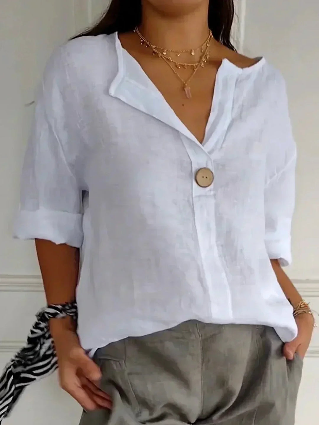 Moderne pasvorm Casual V-hals Blouse