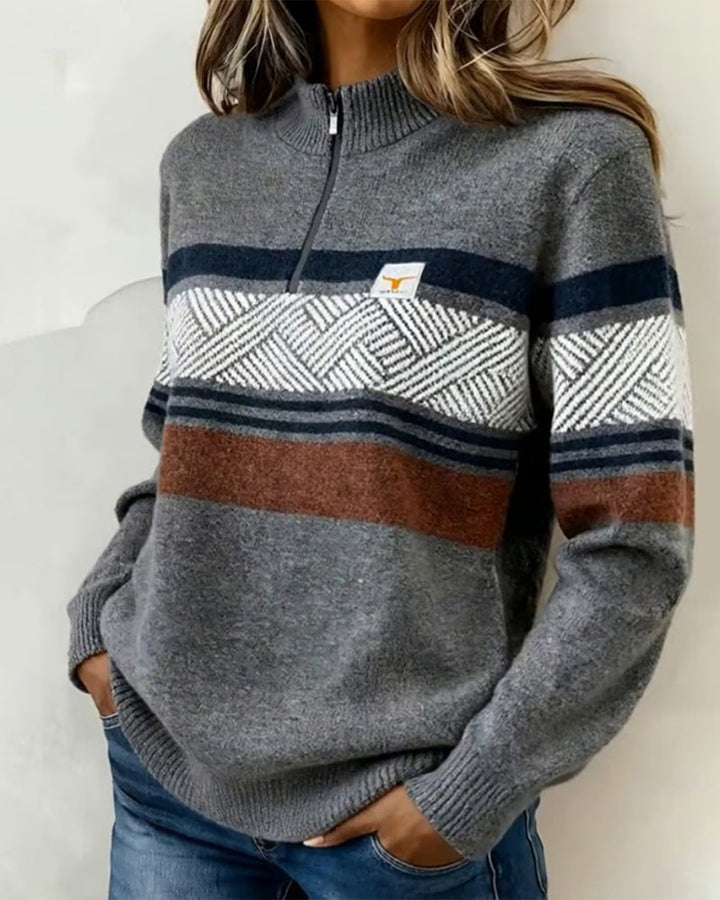 Trui met lange mouwen en Color Blocked design