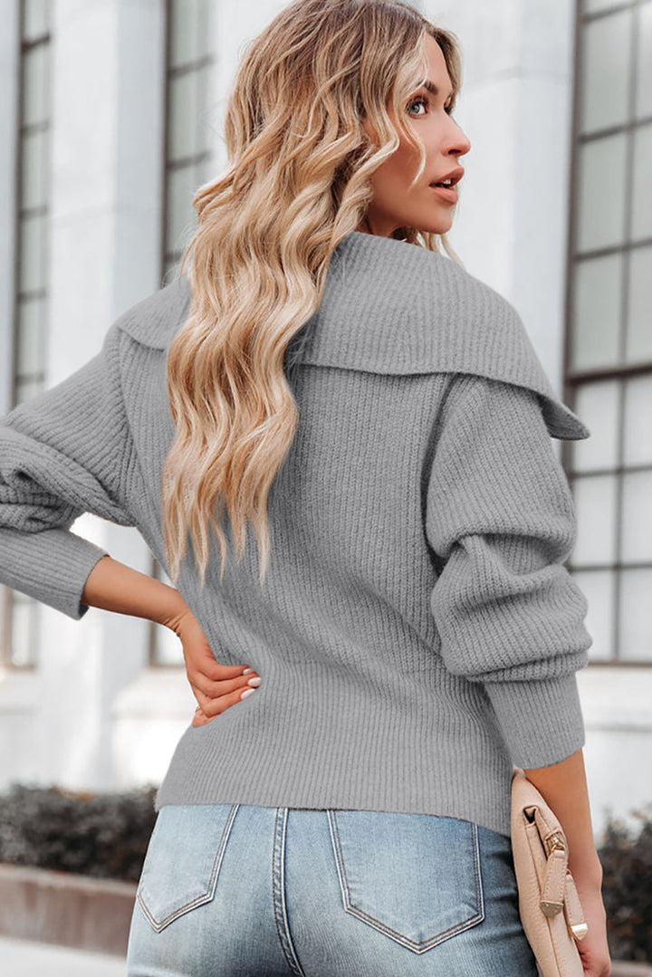 Knusse Zip Front Cardigan met lange mouwen