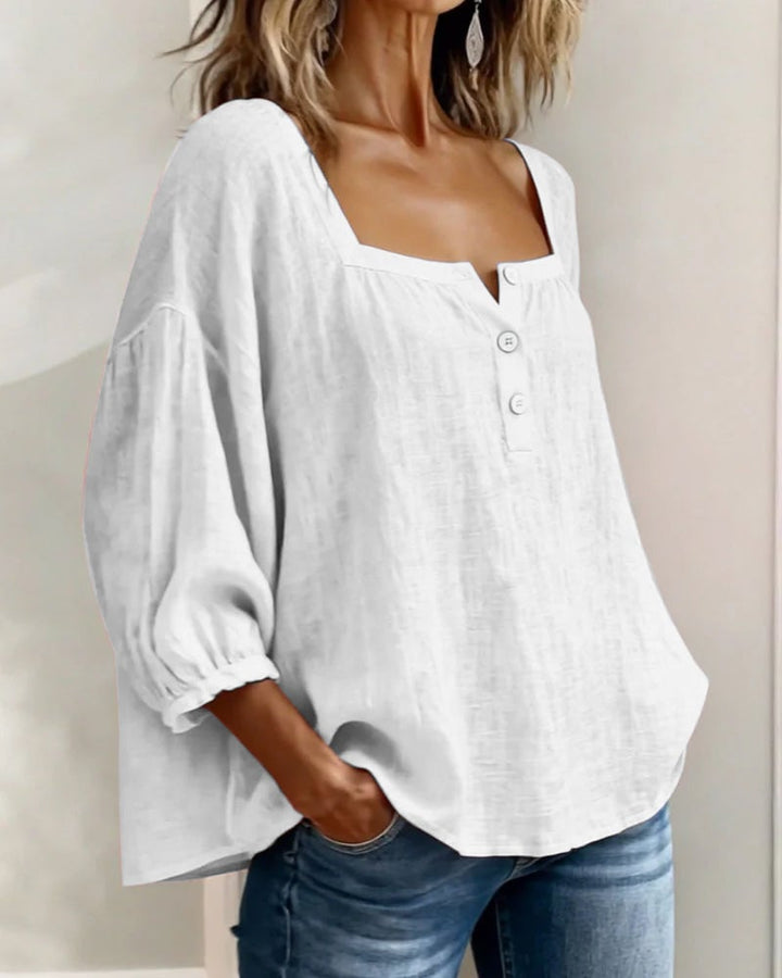 Simpele blouse met vierkante hals en lange mouwen