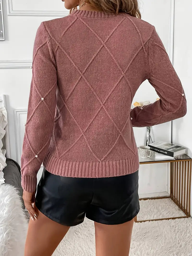 Elegante gebreide trui met parels voor dames