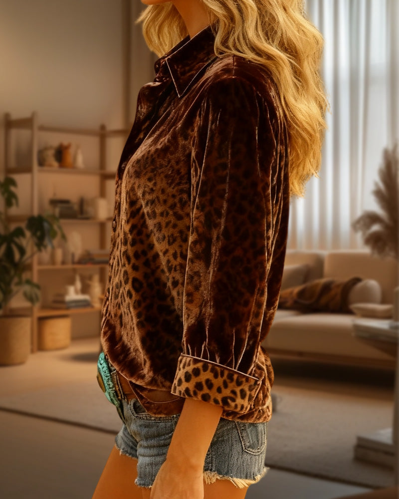 Lapel Fashion Leopard Print overhemd