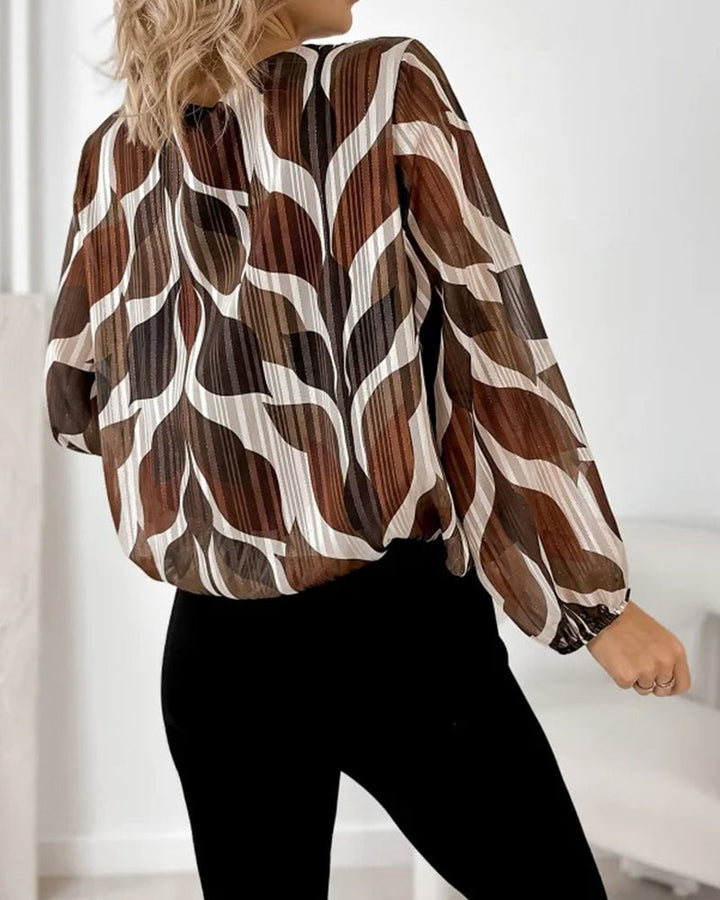 Blouse met lampionmouwen en ronde hals