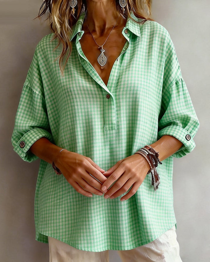 Ruitjes Blouse met Revers