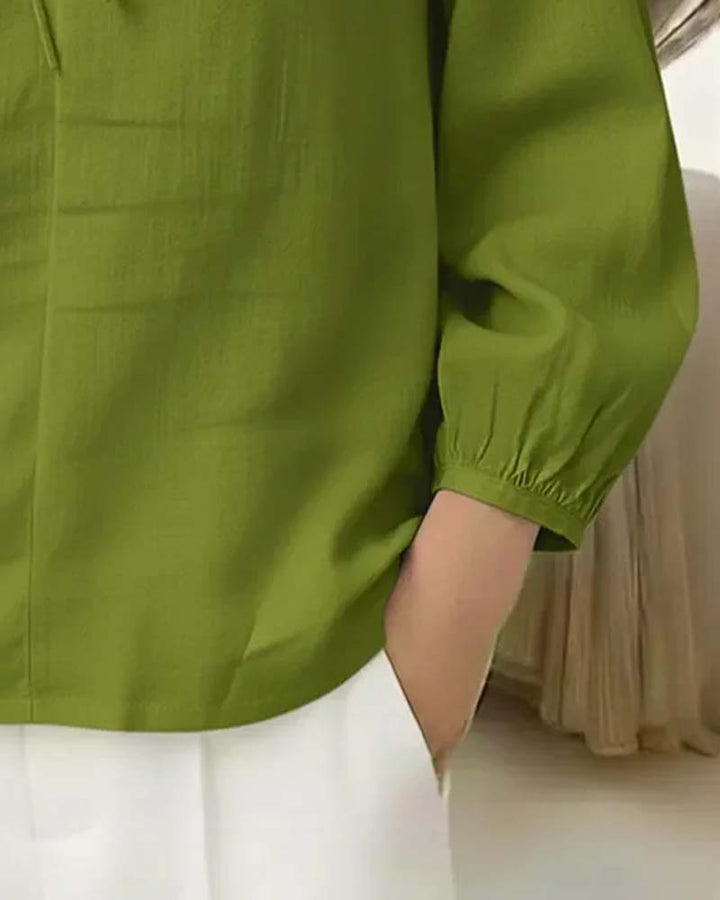 Blouse met Peter Pan Collar Tie in effen kleur