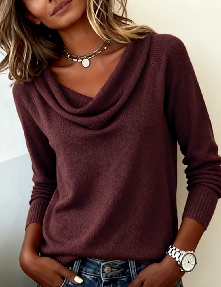 Modieuze sweater met lange mouwen en pile-kraag