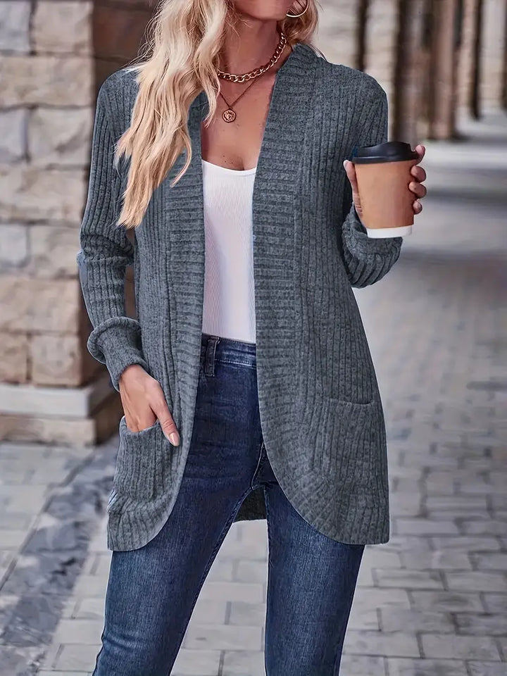 Chic Casual Geribbelde Top met Lange Mouwen