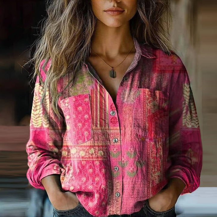 Retro Bloemenprint Blouse met Soft Fit