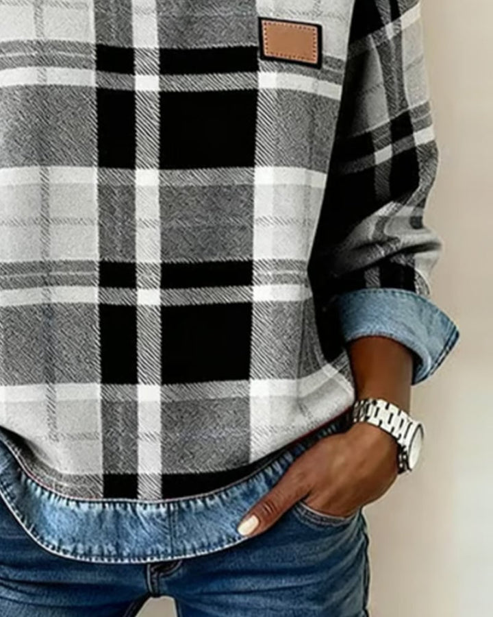 Ruitjes Patchwork Fashion Sweatshirt