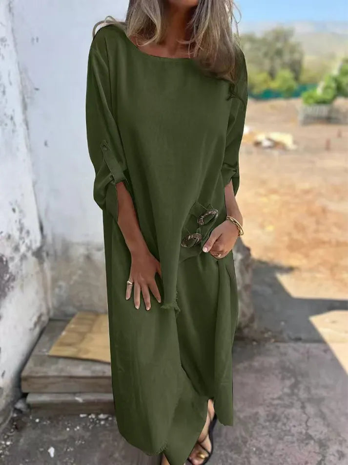 Chique V-hals Flowy Midi Jurk