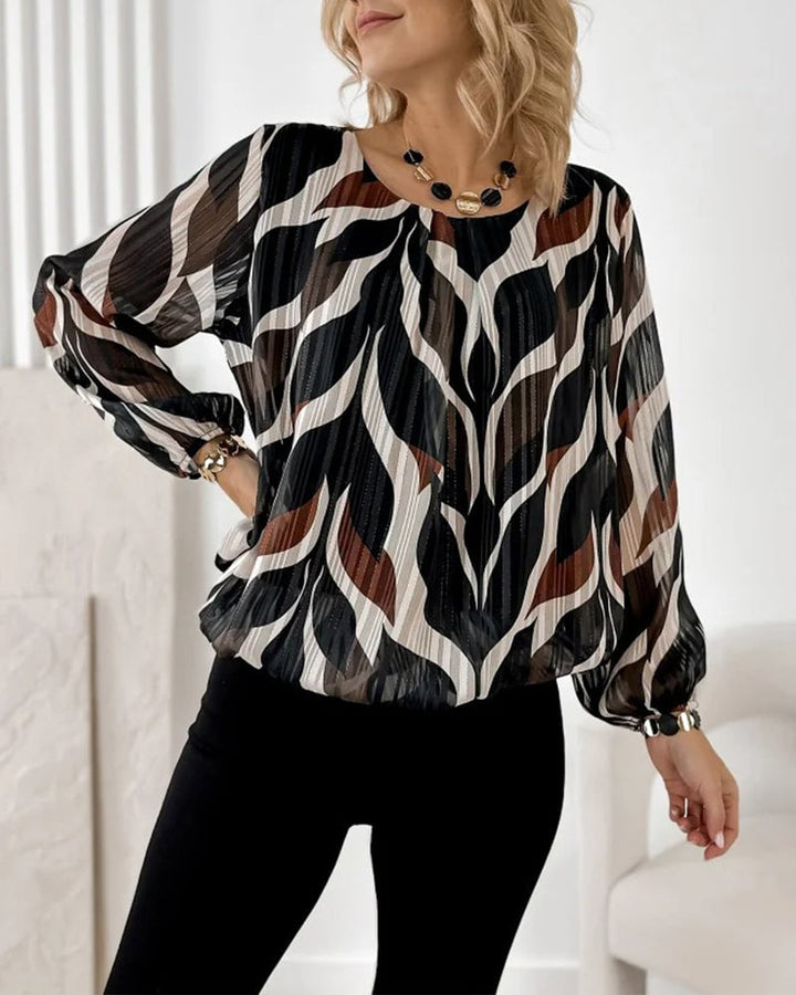 Blouse met lampionmouwen en ronde hals
