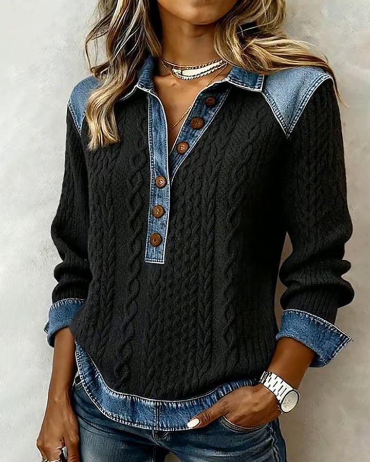 Stijlvolle Blocked Denim Sweatshirt