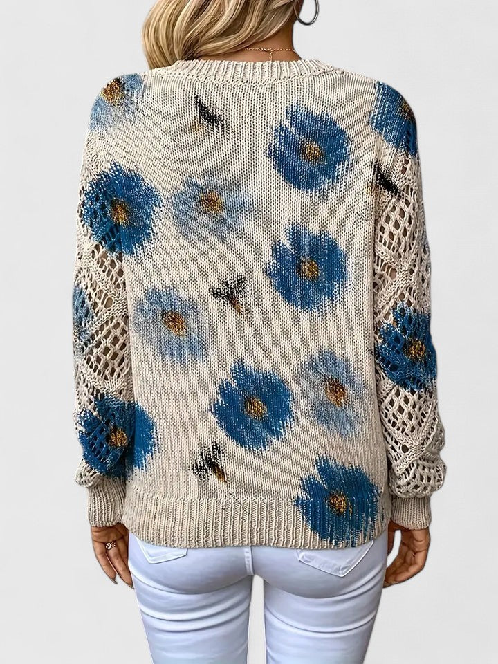 Elegante lichte sweater met bloemenprint