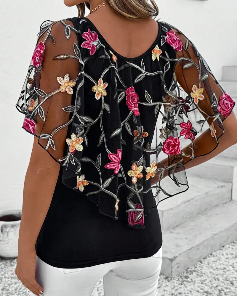 Geborduurde Mesh Heavy Duty Blouse
