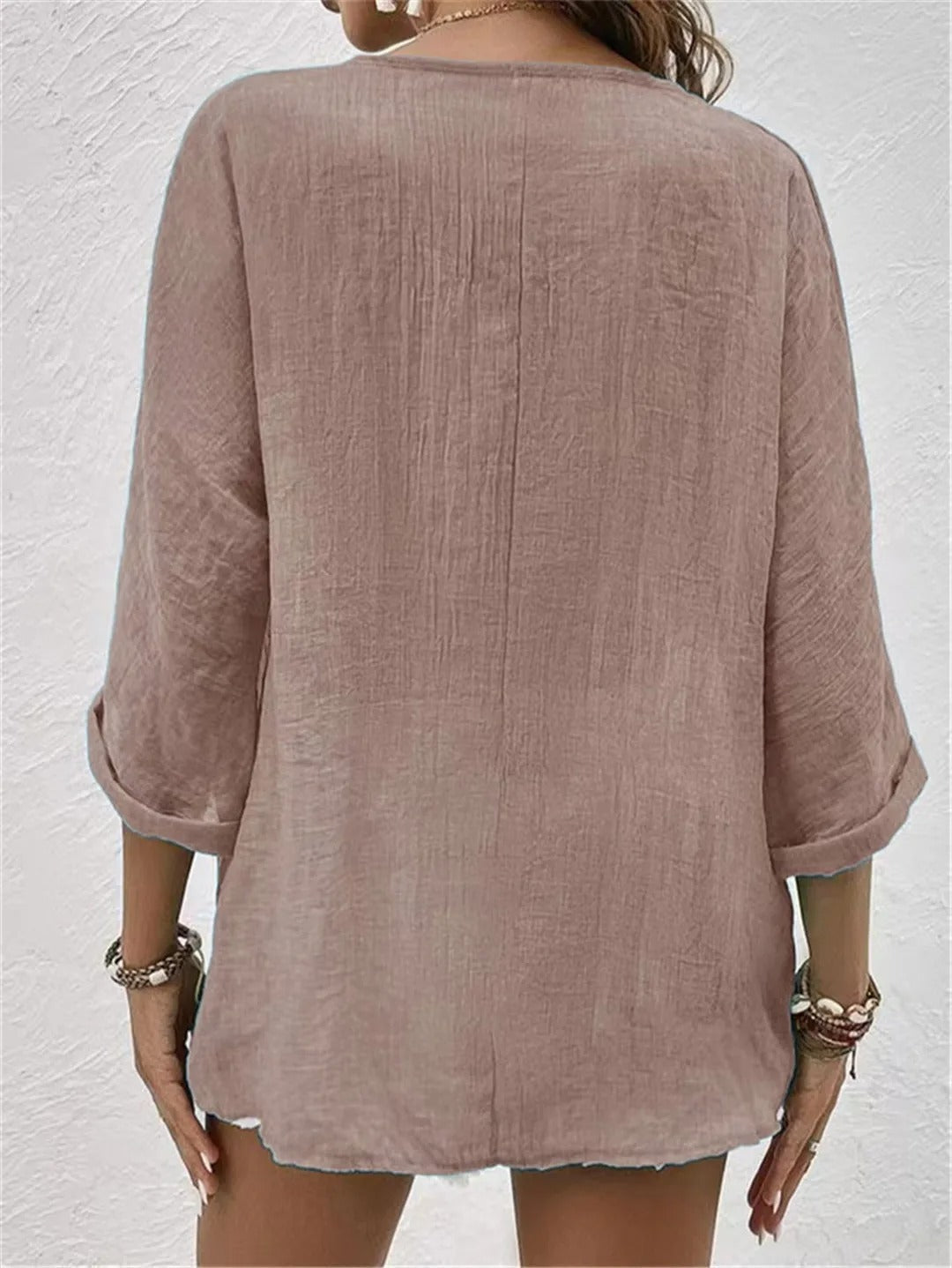 Moeiteloze V-hals button-up top