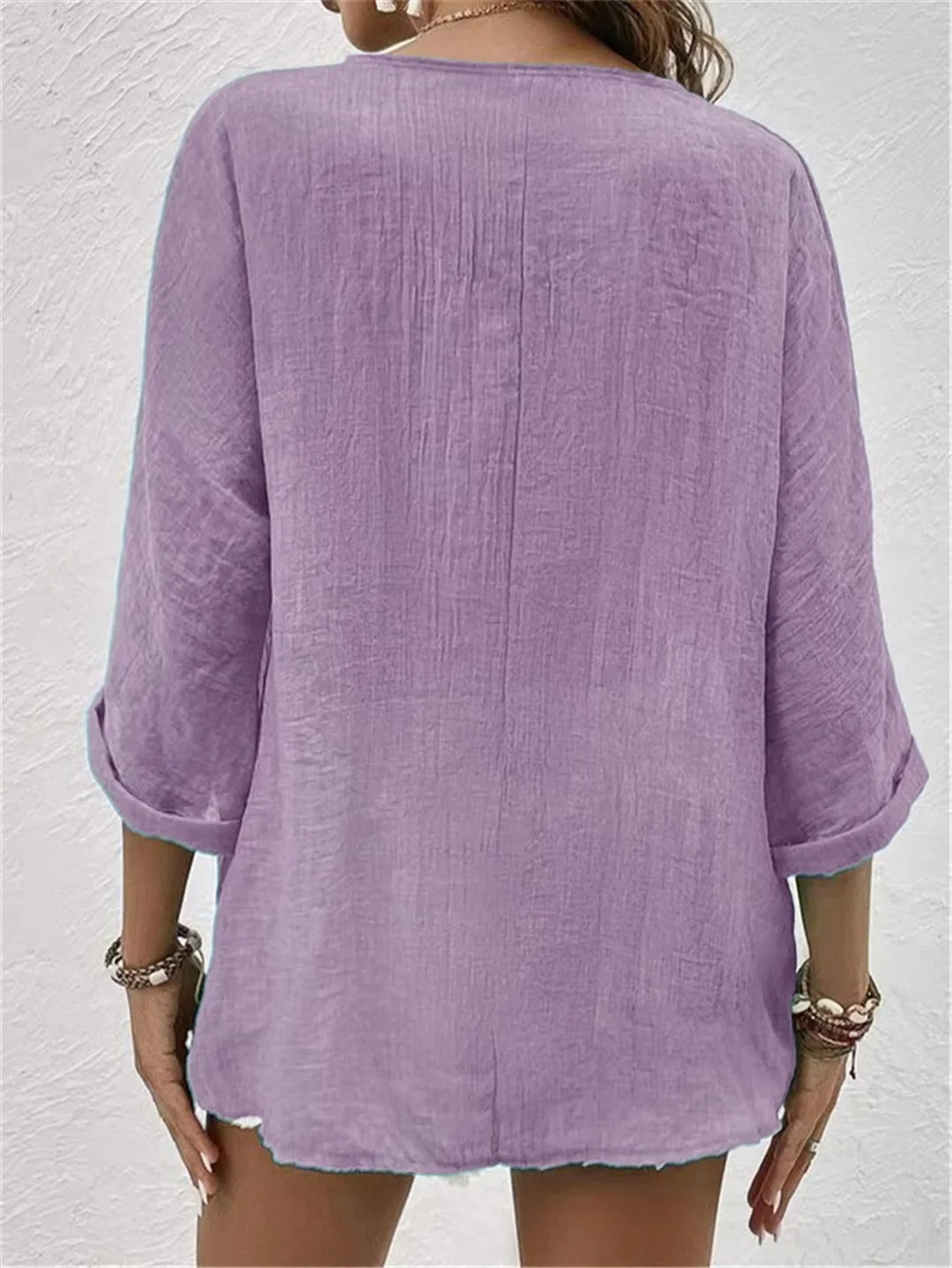 Moeiteloze V-hals button-up top