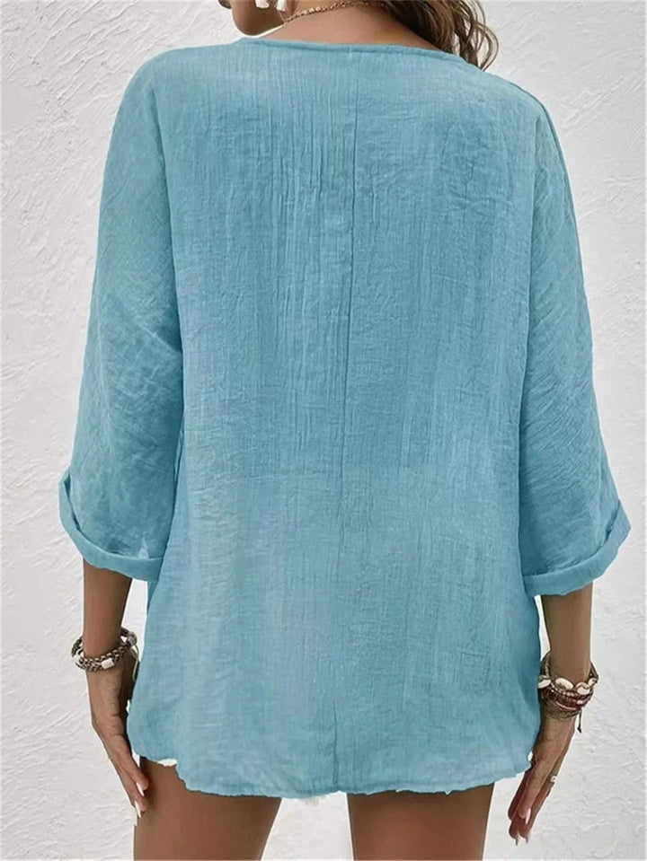 Moeiteloze V-hals button-up top