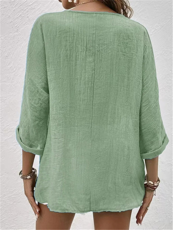 Moeiteloze V-hals button-up top
