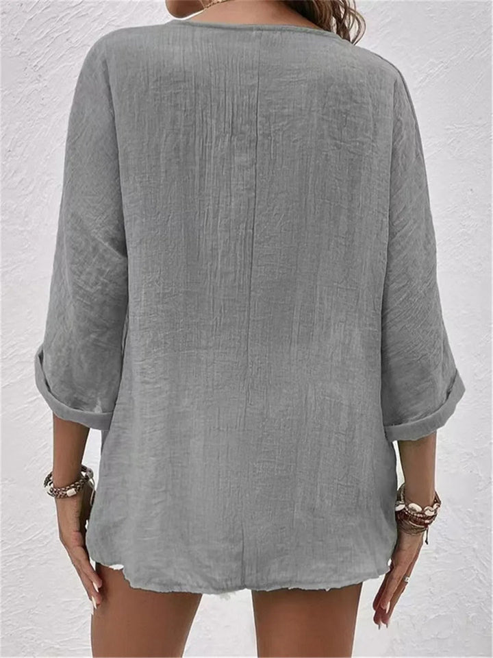 Moeiteloze V-hals button-up top