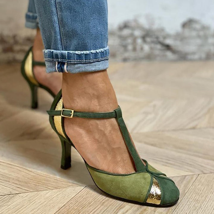 Stijlvolle Closed Toe Patchwork Heels