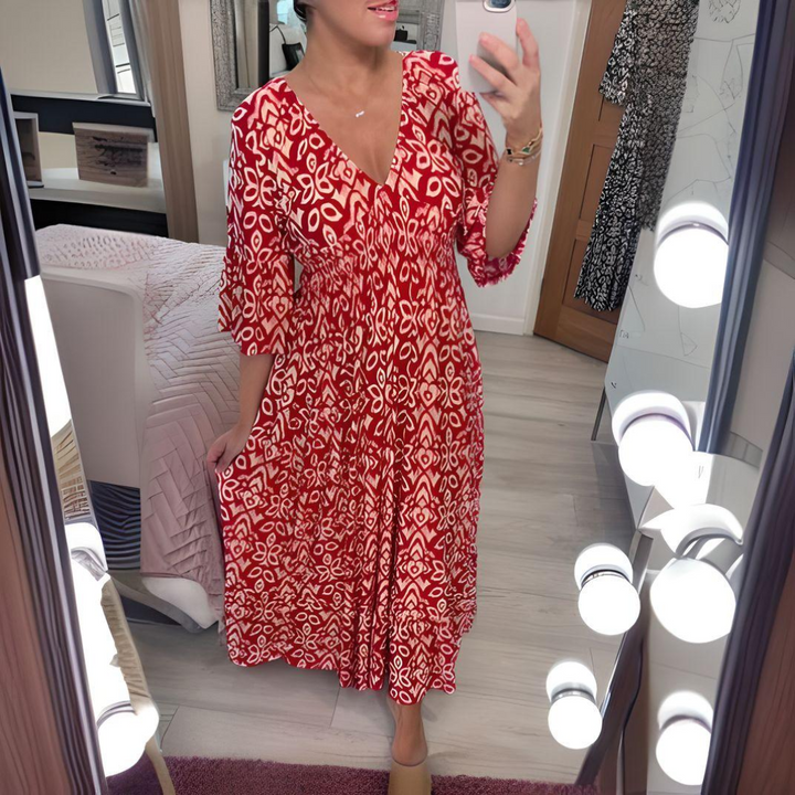 Vrije Geest Maxi Dress met gelaagde Boho-details