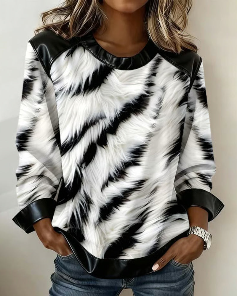 Sweatshirt met lange mouwen en patchworkprint