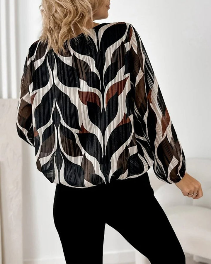 Blouse met lampionmouwen en ronde hals