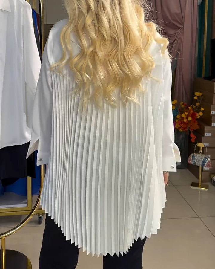 Effen geplisseerde shirt met lange mouwen